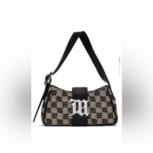 MISBHV Beige & black Jacquard Monogram Mini Shoulder Bag